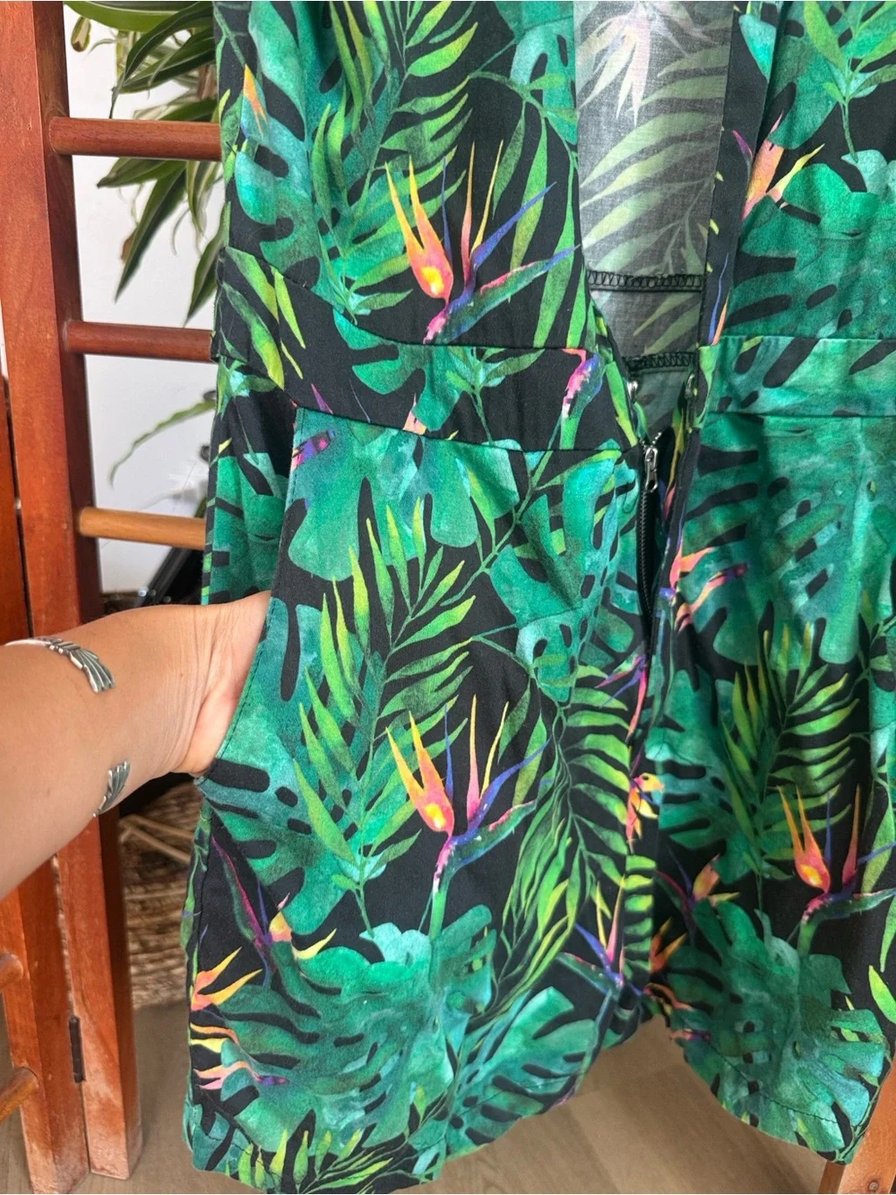 Tropical Green Men's Romper Short - Leaf Print L